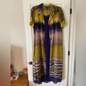 Retro Stylish Yellow and Purple Maxi Dress